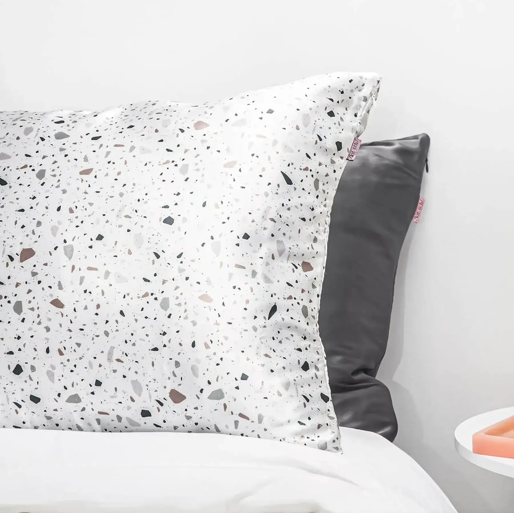 KITSCH Satin Pillowcase - White Terrazzo