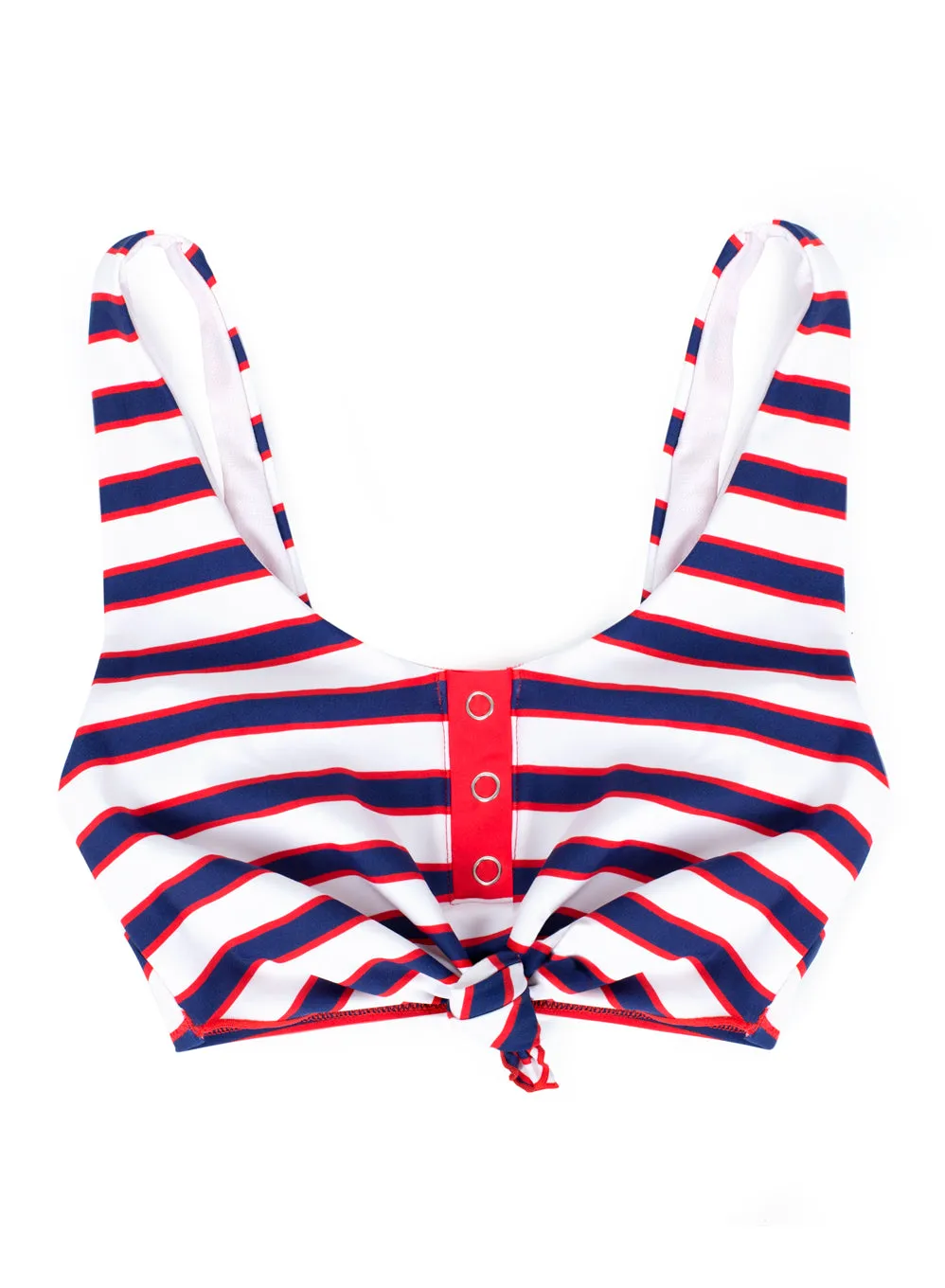 Knot Front Crop Bikini Top | Americana Stripes