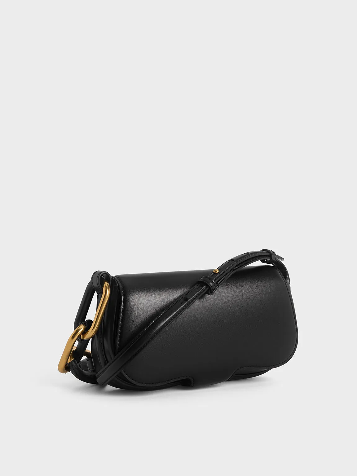 Kora Metallic-Accent Elongated Bag - Black