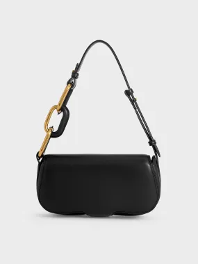 Kora Metallic-Accent Elongated Bag - Black