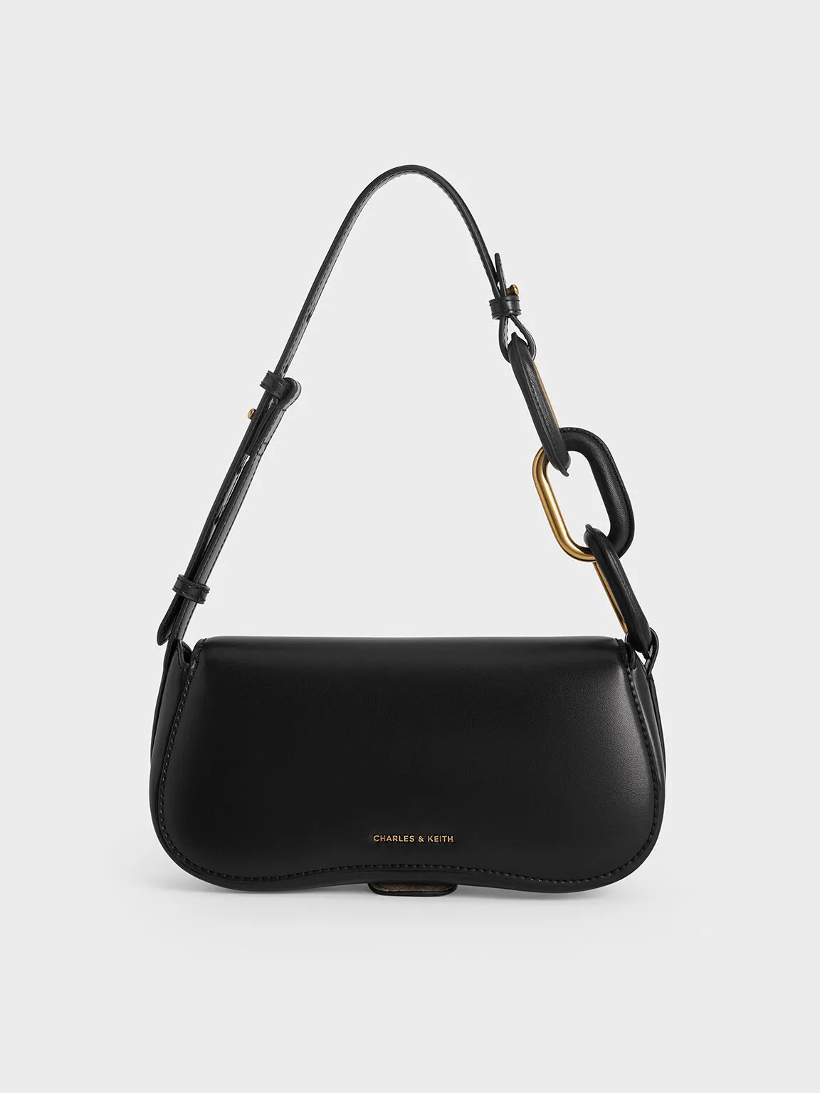 Kora Metallic-Accent Elongated Bag - Black