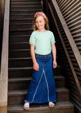 Light Long Denim Skirt