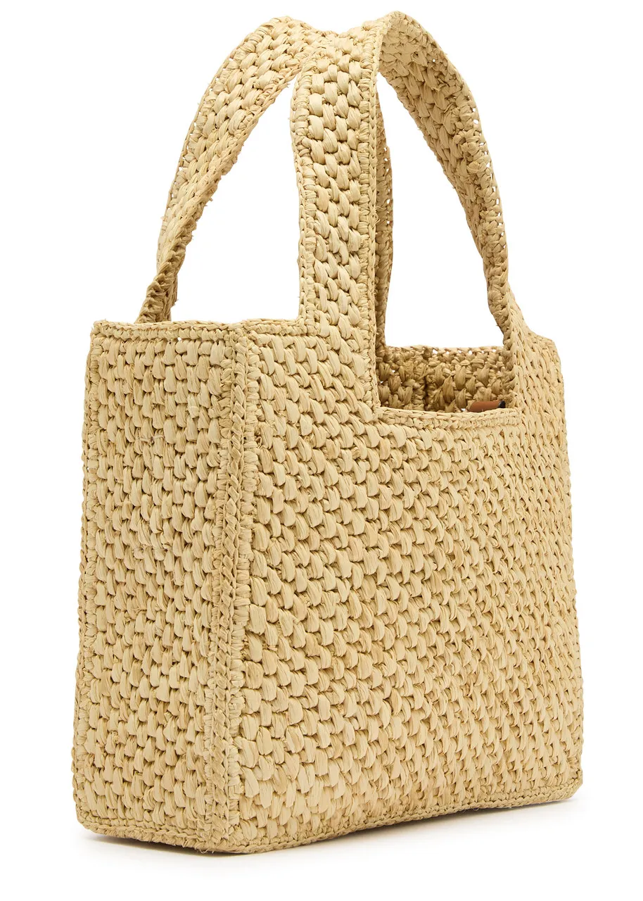 LOEWE X Paula's Ibiza logo mini raffia tote  -                         -                     -                