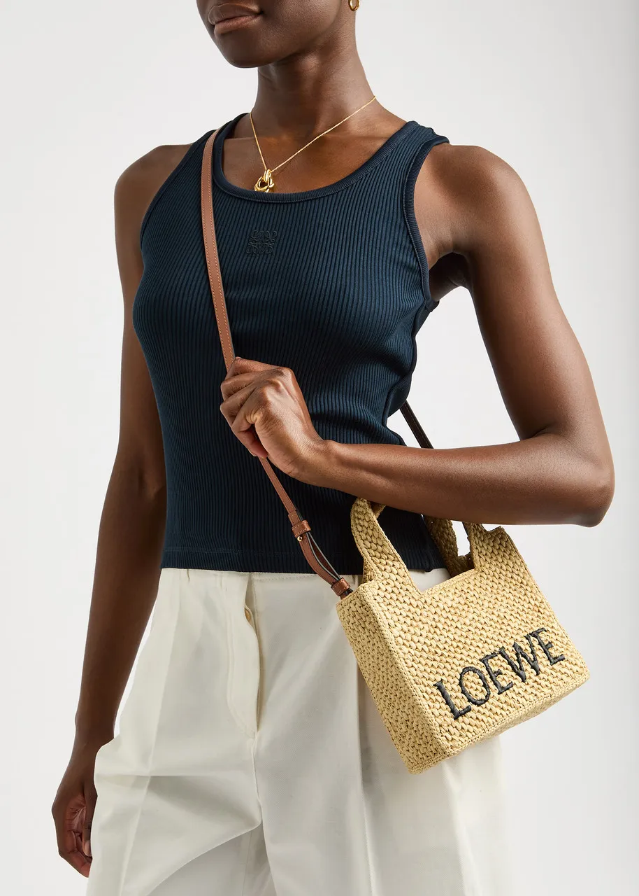 LOEWE X Paula's Ibiza logo mini raffia tote  -                         -                     -                