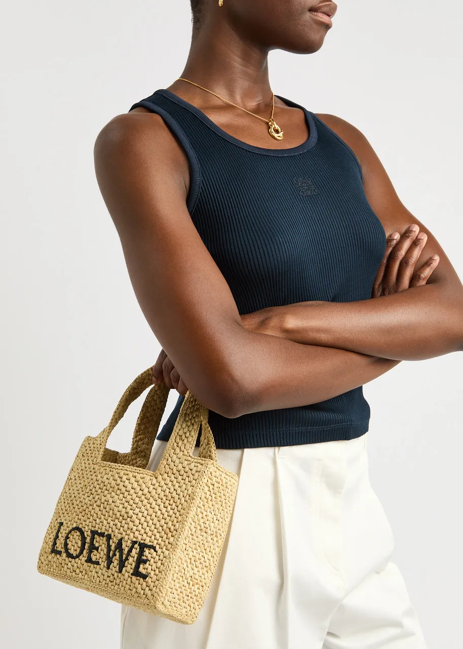 LOEWE X Paula's Ibiza logo mini raffia tote  -                         -                     -                