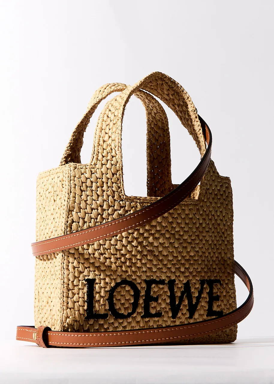 LOEWE X Paula's Ibiza logo mini raffia tote  -                         -                     -                