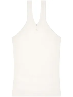 logo-embroidered ribbed tank top