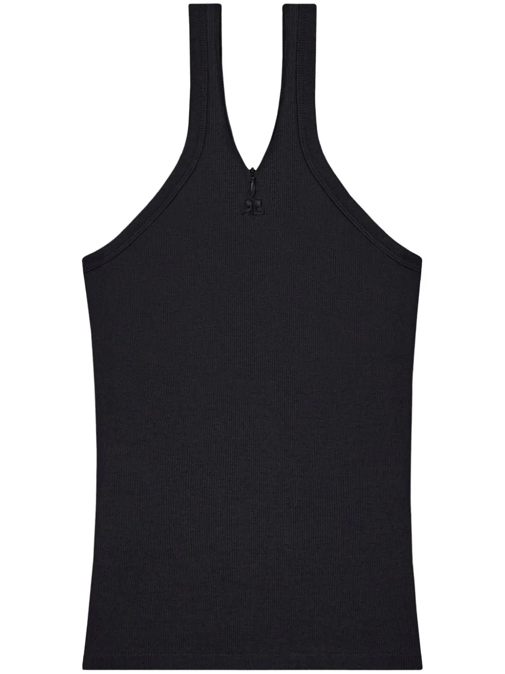 logo-embroidered ribbed tank top