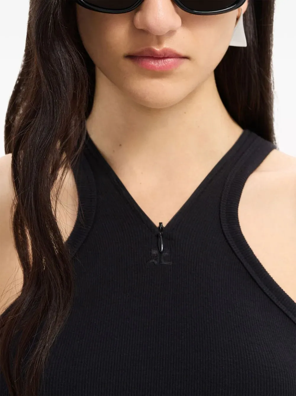 logo-embroidered ribbed tank top