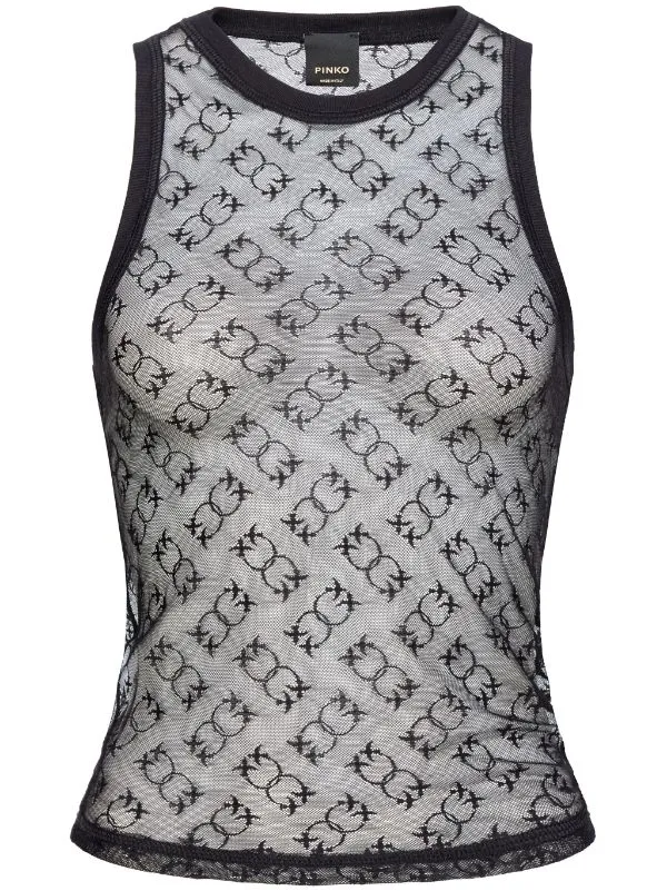 Love Birds-jacquard mesh tank top