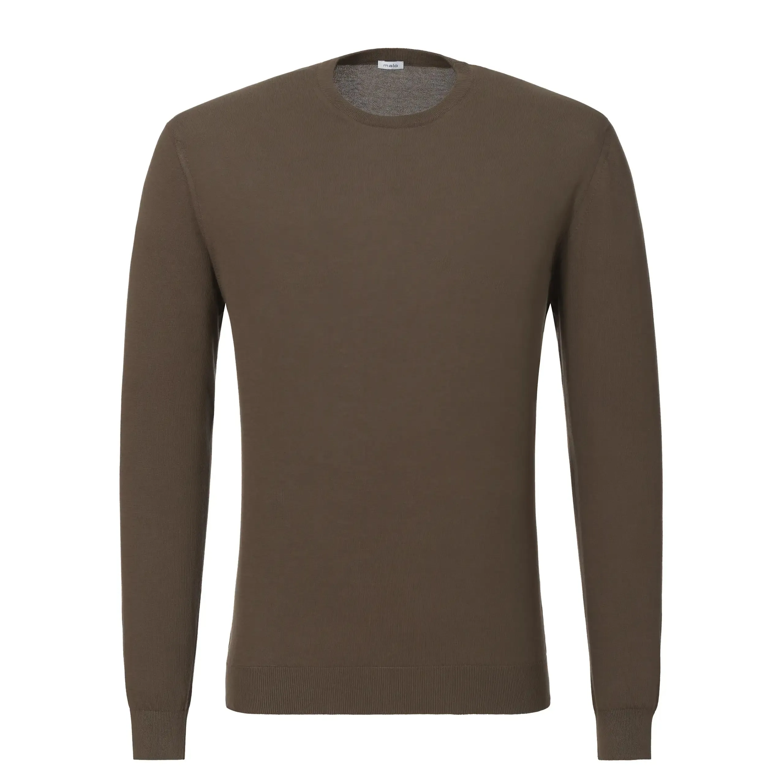  Malo Cotton Pullover in Marrone Brown