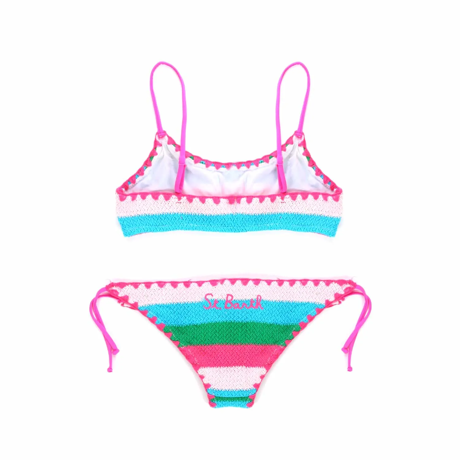 Mc2 Saint Barth Multicolor Striped Crochet Bikini