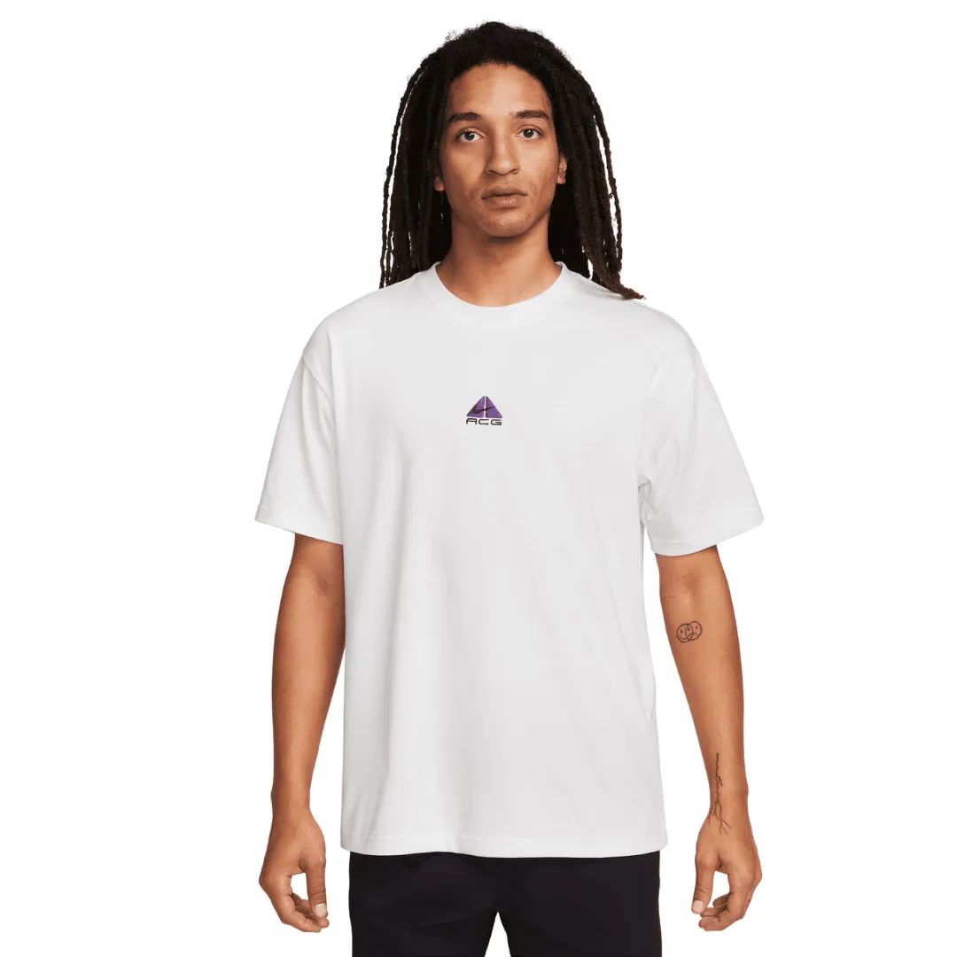 Men's Nike ACG Sustainable Materials Short Sleeve T-Shirt - Summit White/Purple Cosmos