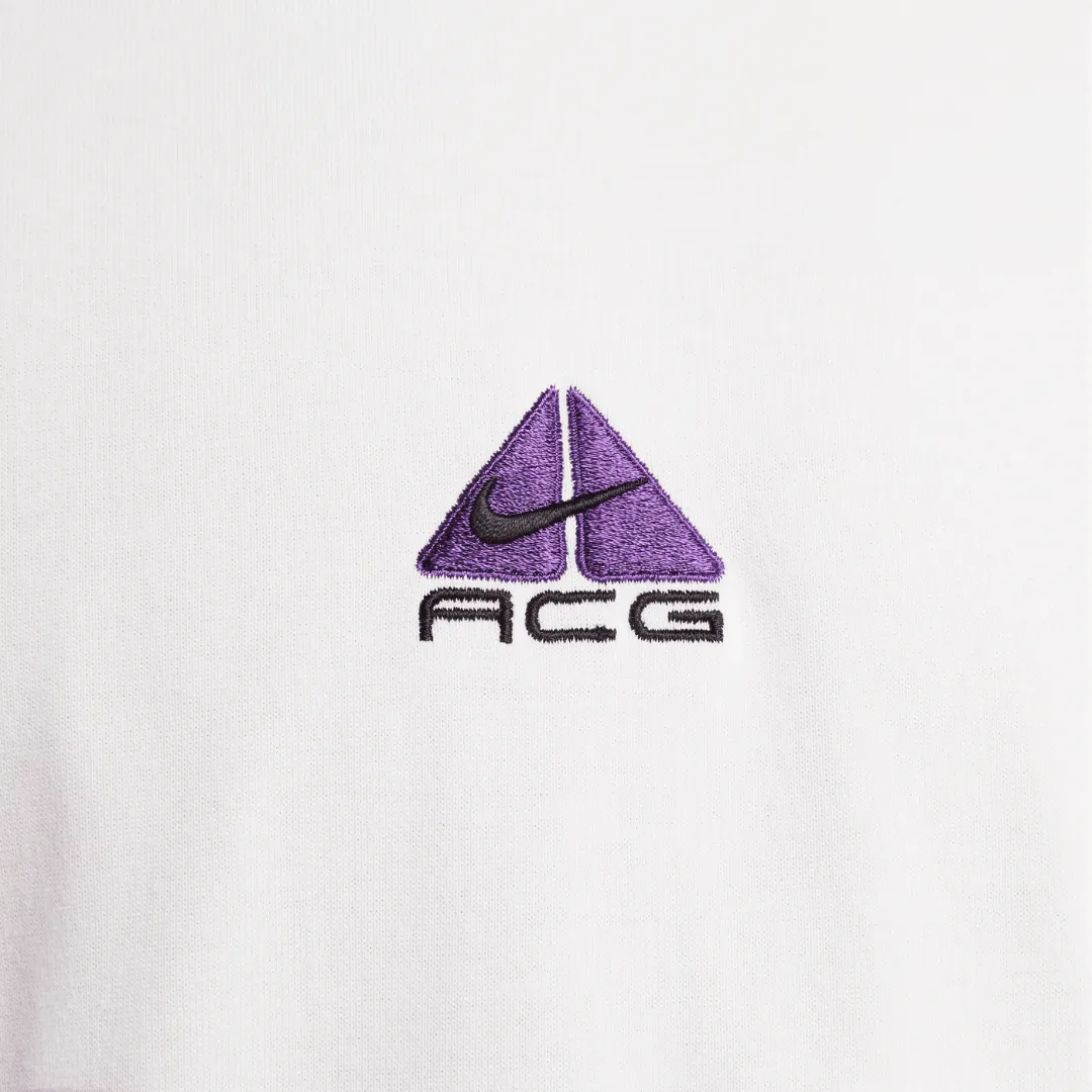 Men's Nike ACG Sustainable Materials Short Sleeve T-Shirt - Summit White/Purple Cosmos