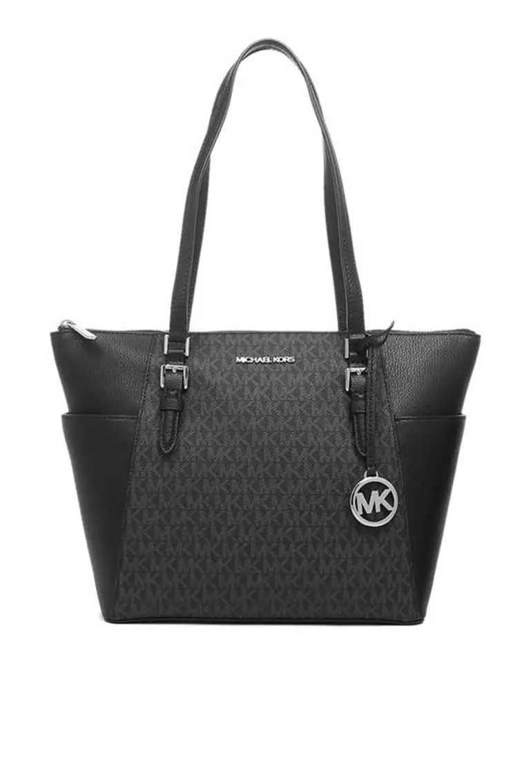 MICHAEL KORS Michael Kors Charlotte Tote In Signature Canvas Black 35T0SCFT3B