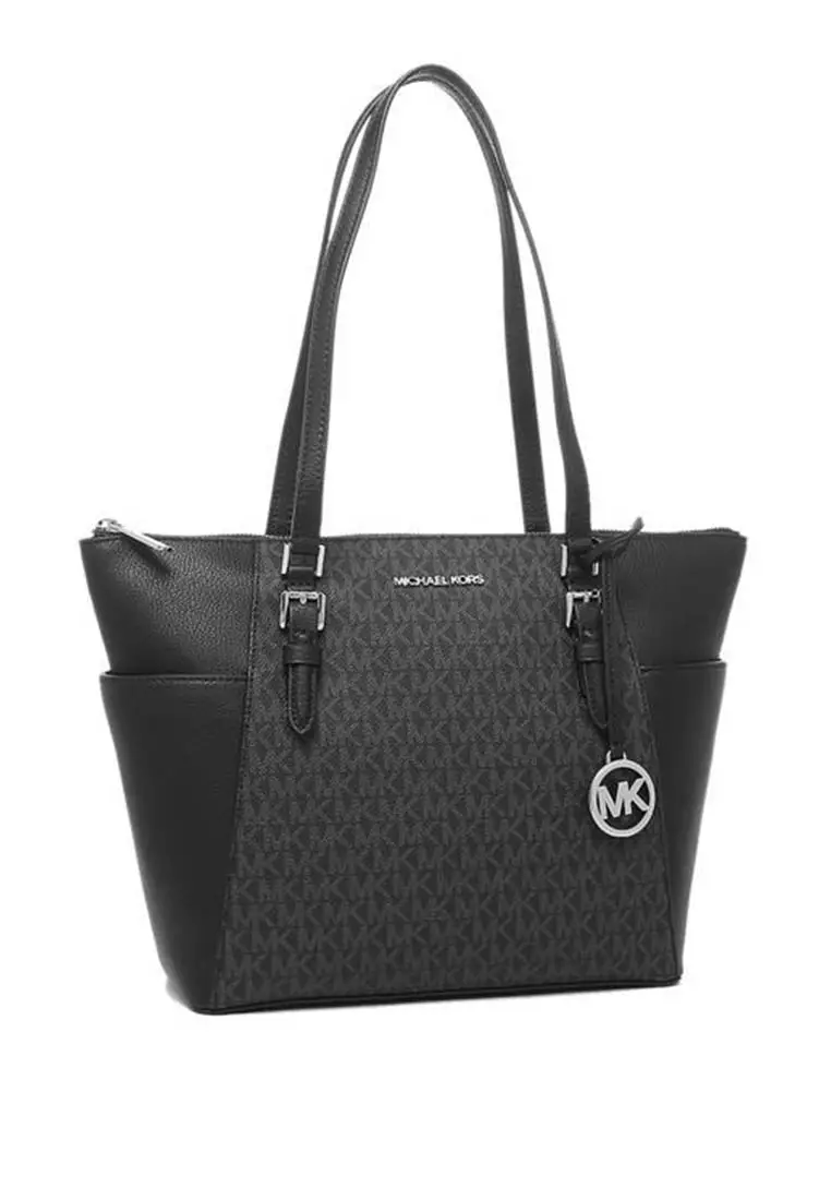 MICHAEL KORS Michael Kors Charlotte Tote In Signature Canvas Black 35T0SCFT3B