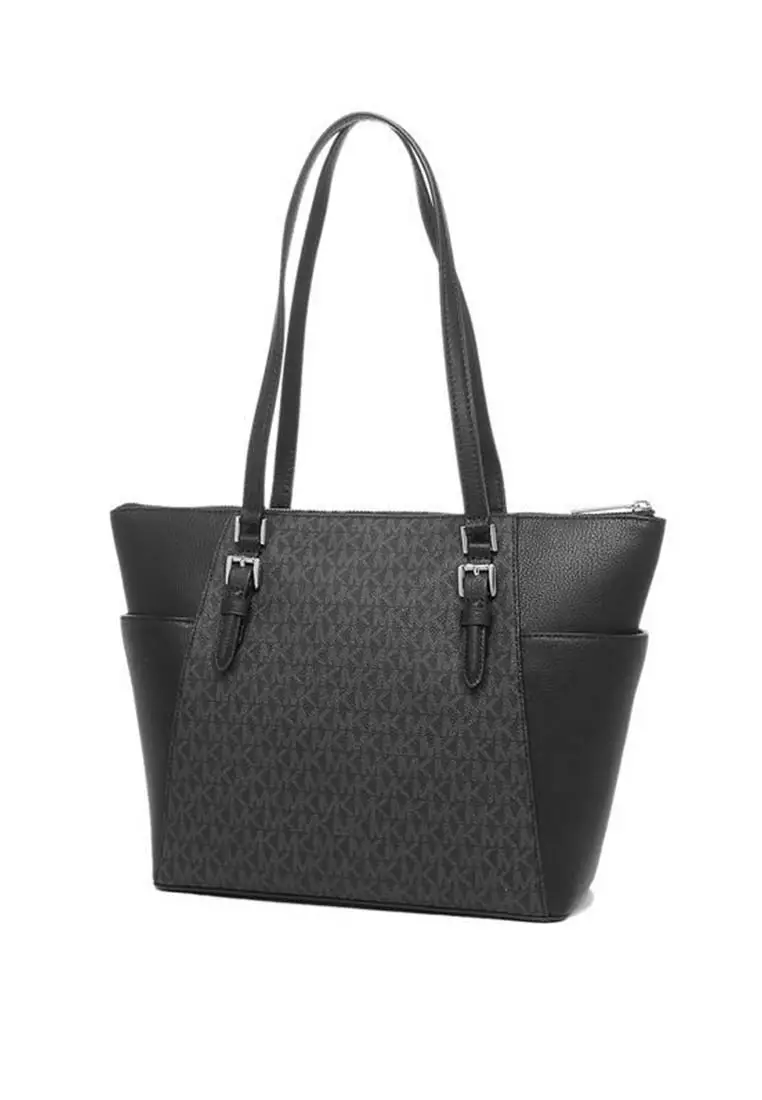 MICHAEL KORS Michael Kors Charlotte Tote In Signature Canvas Black 35T0SCFT3B