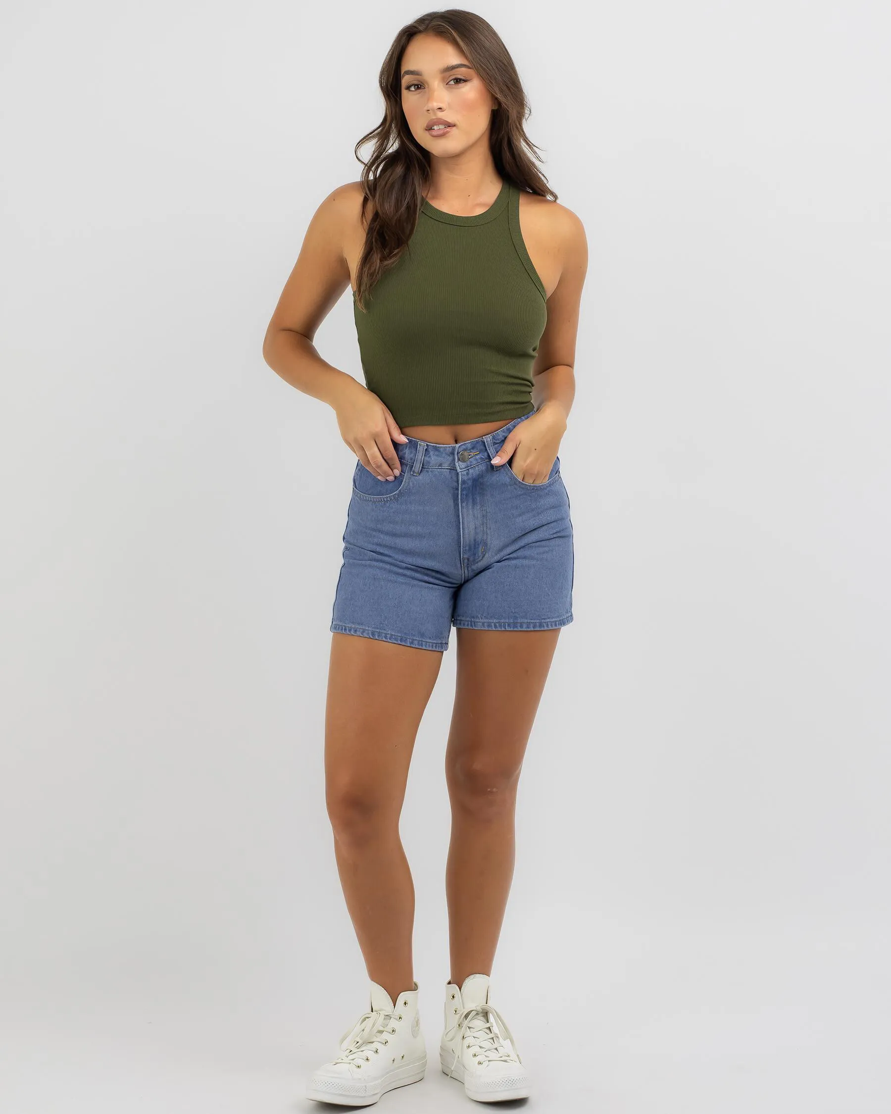 Mooloola Basic Rib Racer Tank Top