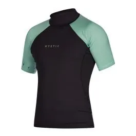 Mystic Crossfire Mens Short Sleeve Rash Vest - Sea Salt Green