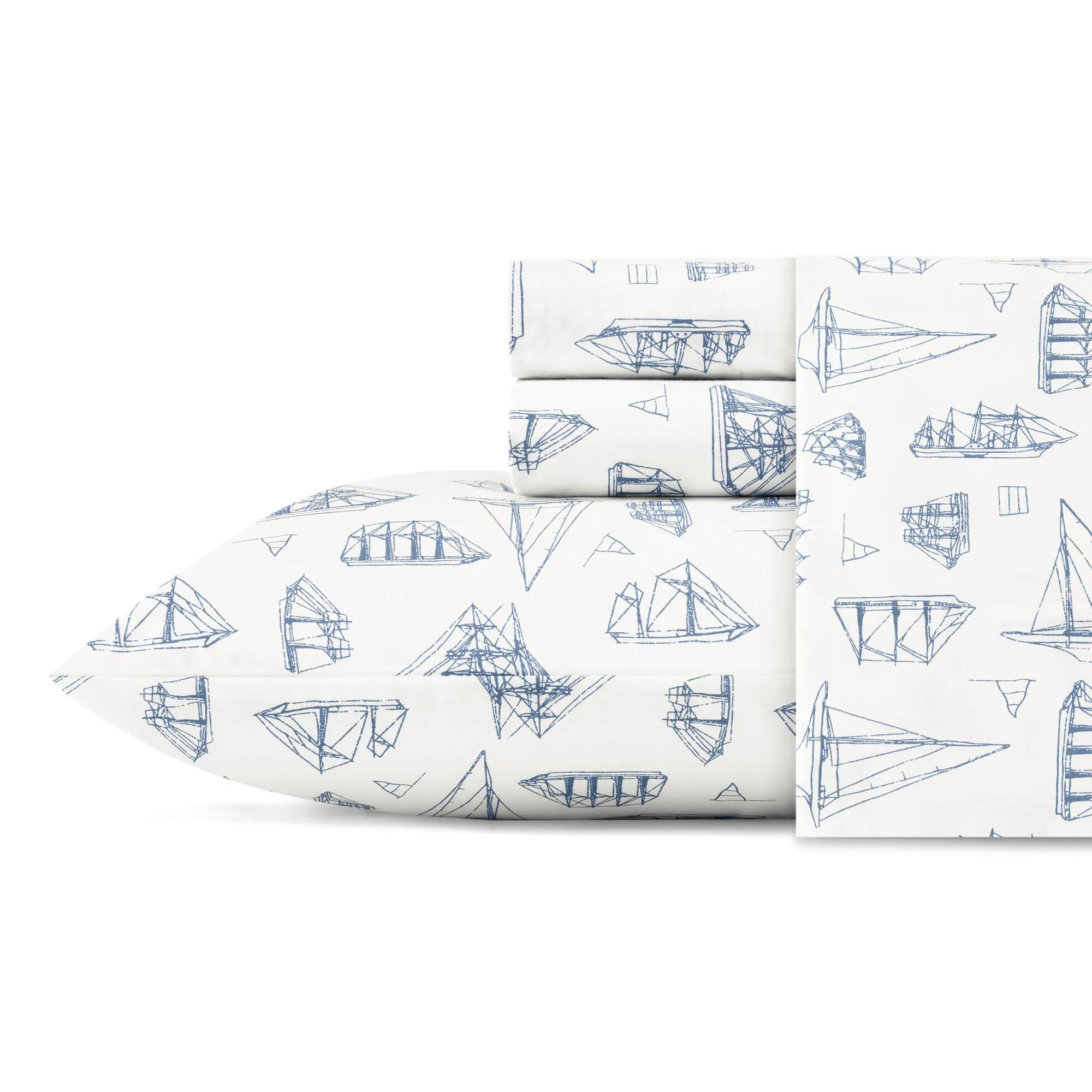 Nautica Whitewood Sail King Sheet Set Naval Blue