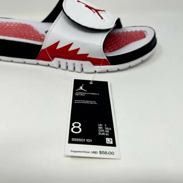 Nike Air Jordan Hydro V 5 Retro Slide Fire Red Men's Siz...