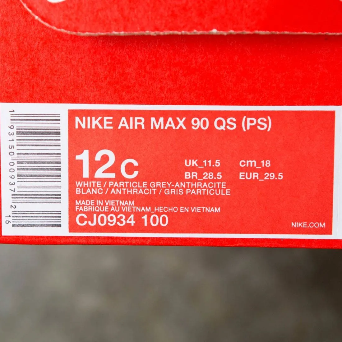 Nike Little Kids Air Max 90 Qs (white / particle grey-anthracite)