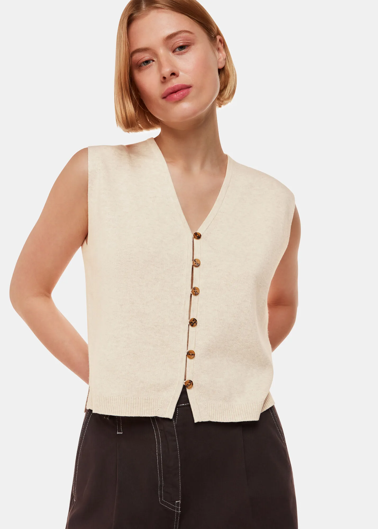 Oatmeal Bailey Button Through Tank