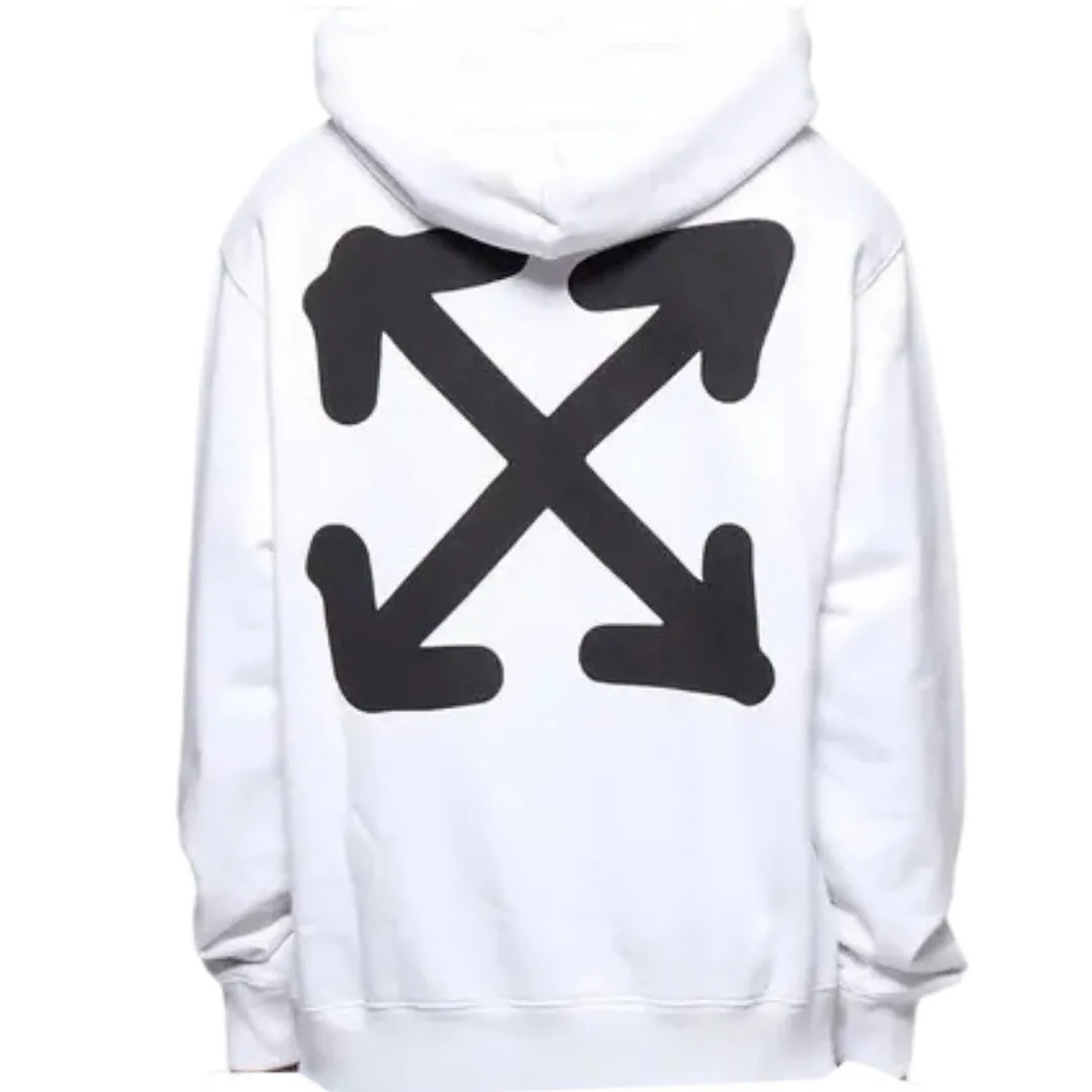 Off White Face Arrow Slim Fit White Hoodie