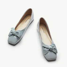 Patent Bow Ballerina Flats (Eva) Light Blue