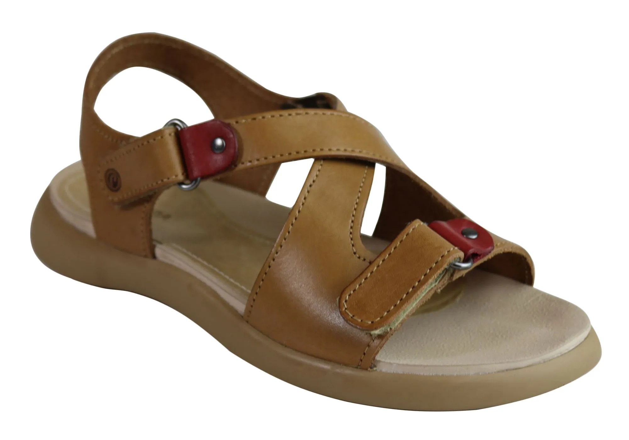 Pegada Ali Womens Comfort Adjustable Leather Sandals Made In Brazil