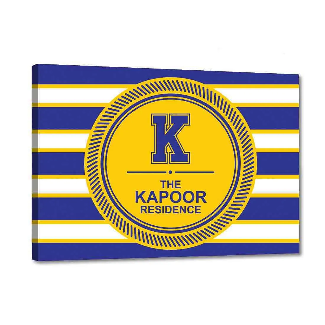 Personalized Name Plate Designs for Flats House - Blue Strips