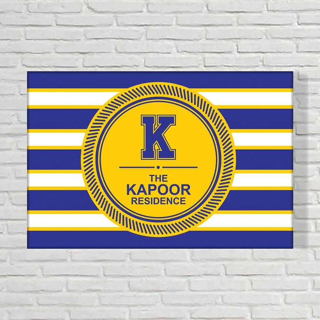 Personalized Name Plate Designs for Flats House - Blue Strips