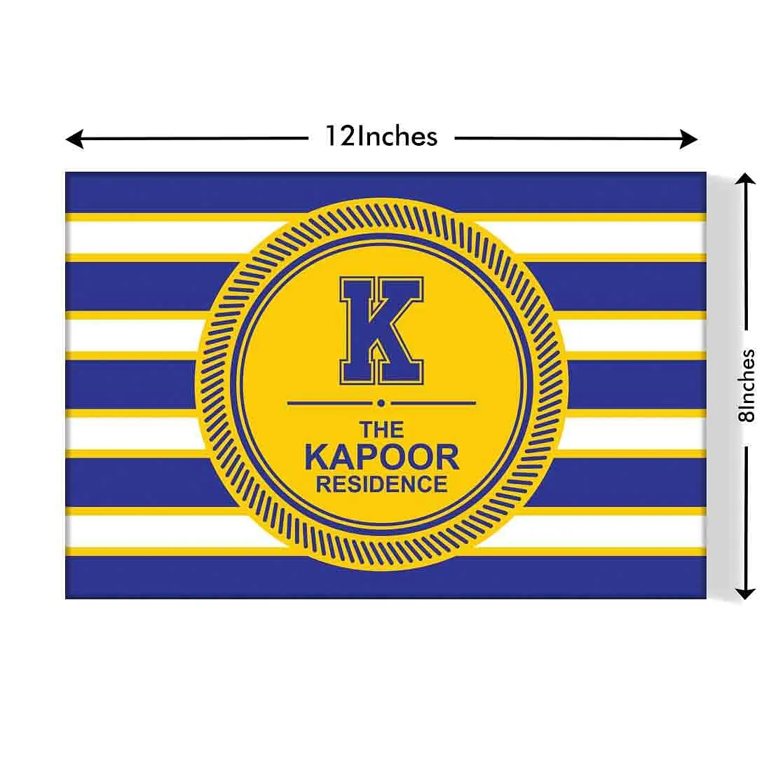 Personalized Name Plate Designs for Flats House - Blue Strips