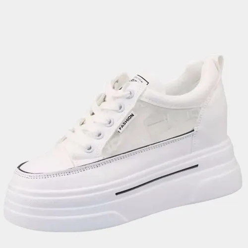 Platform White Leather Sneakers