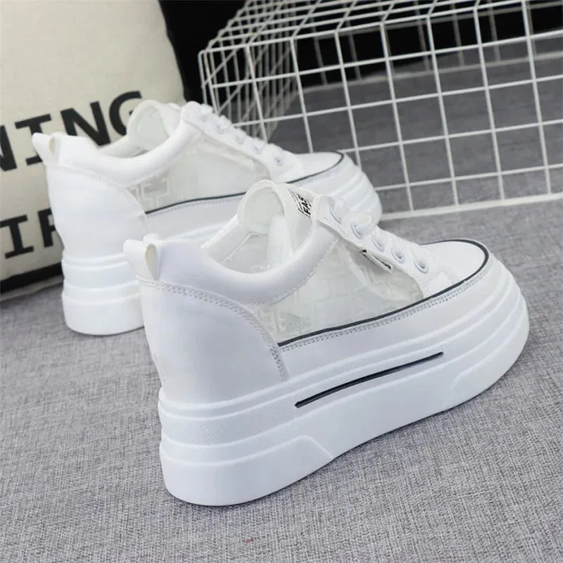 Platform White Leather Sneakers