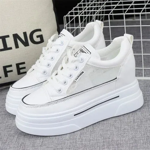 Platform White Leather Sneakers