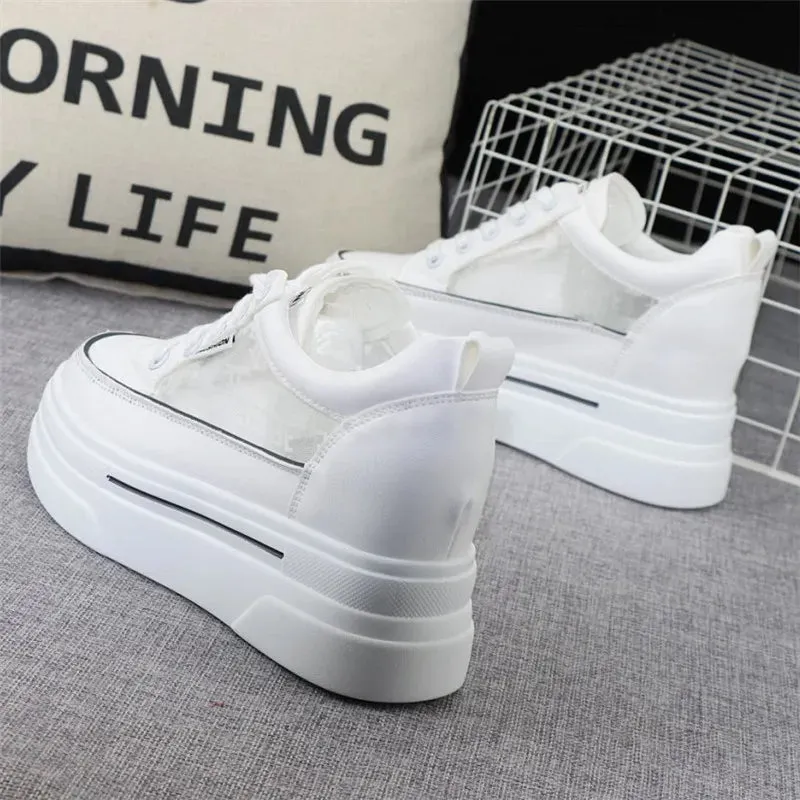 Platform White Leather Sneakers