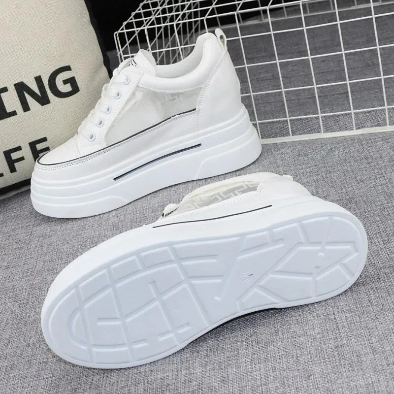 Platform White Leather Sneakers