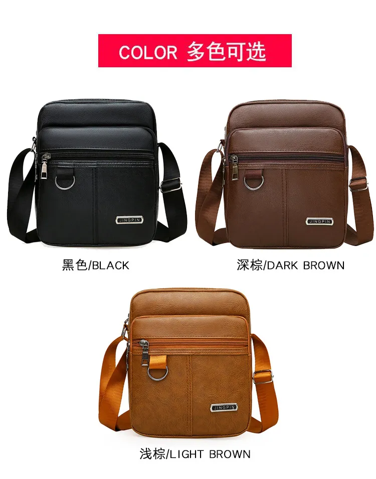 Poly Leather Men Travel Sling Bag Large Capacity for Male Shoulder Bag