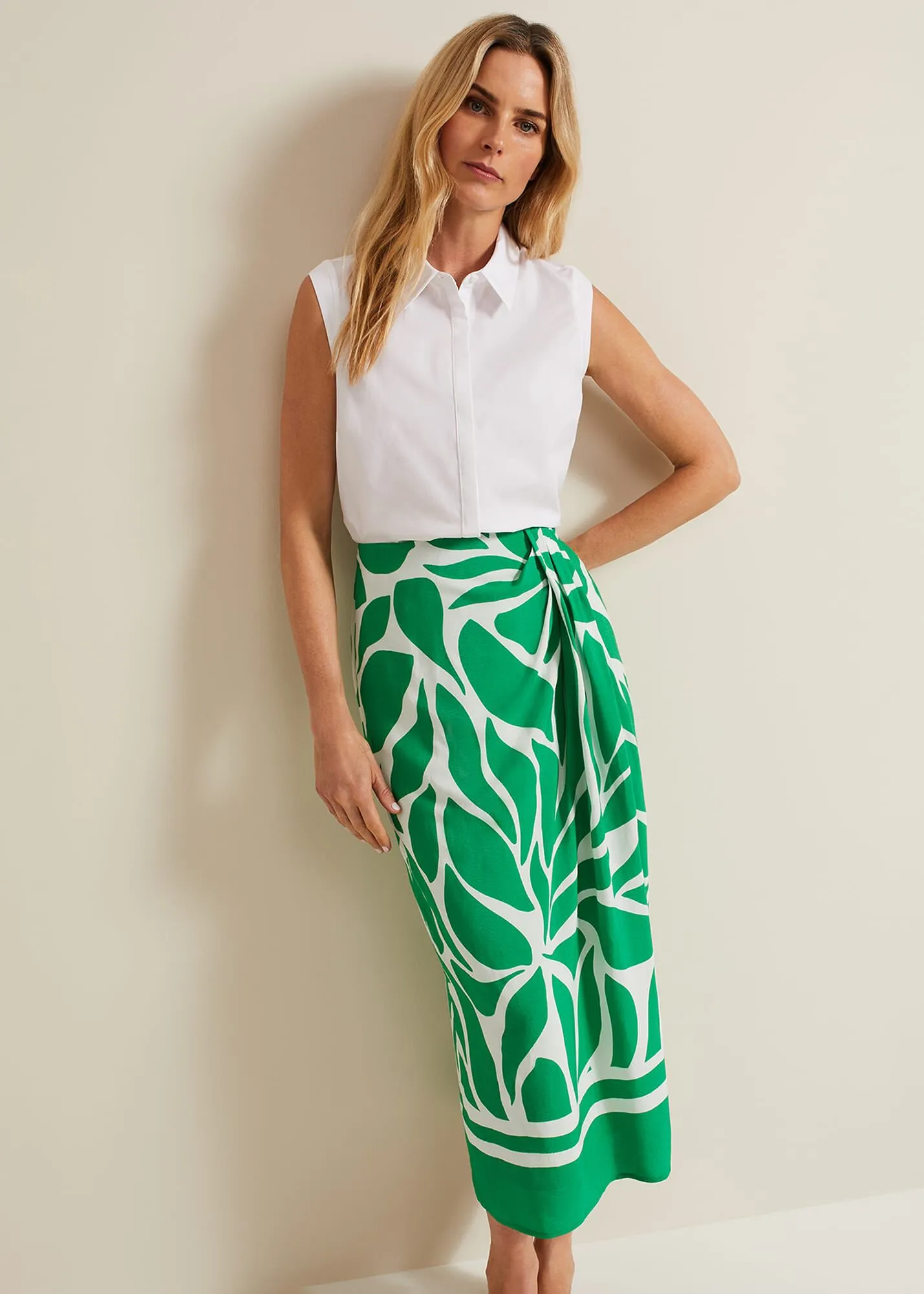 Presley Leaf Print Skirt