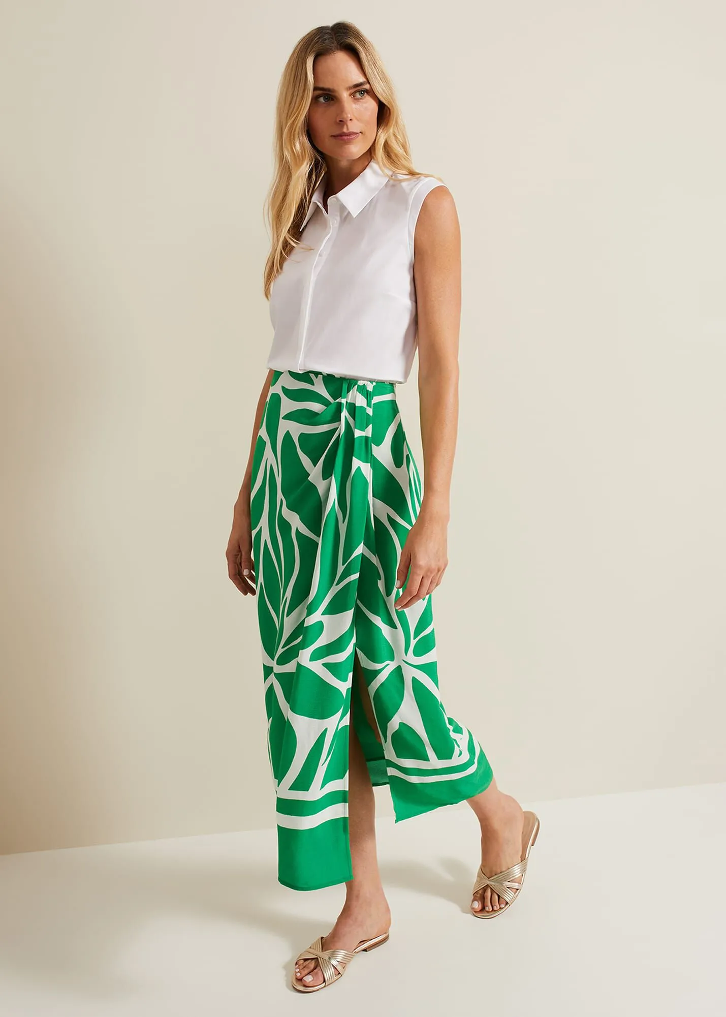 Presley Leaf Print Skirt