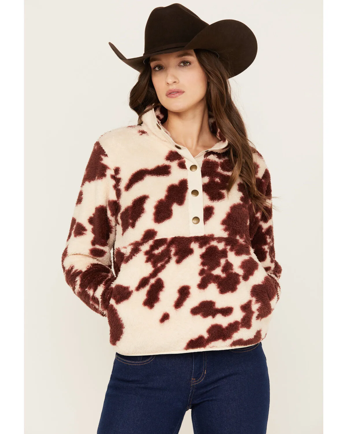 Product Name:  Ariat Women's Pony Print Berber Snap Front Pullover