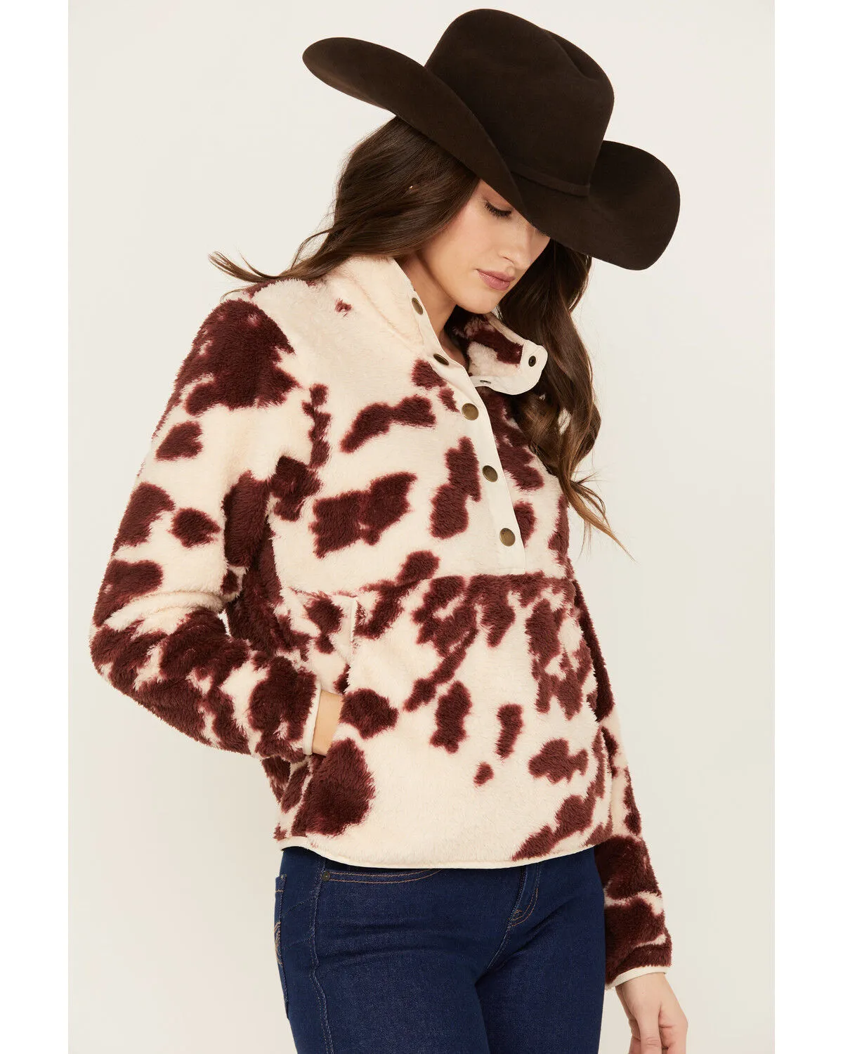 Product Name:  Ariat Women's Pony Print Berber Snap Front Pullover