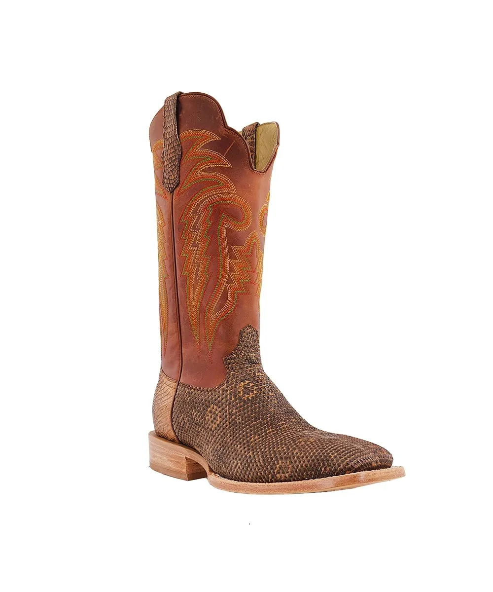 R. Watson Men's Cognac Ring Lizard Boot