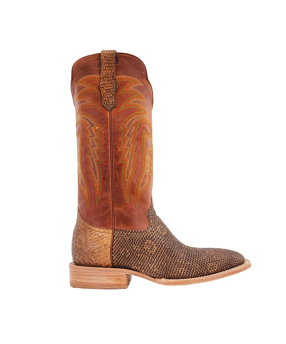 R. Watson Men's Cognac Ring Lizard Boot