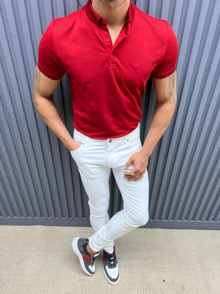 Red Polo Neck T-shirt