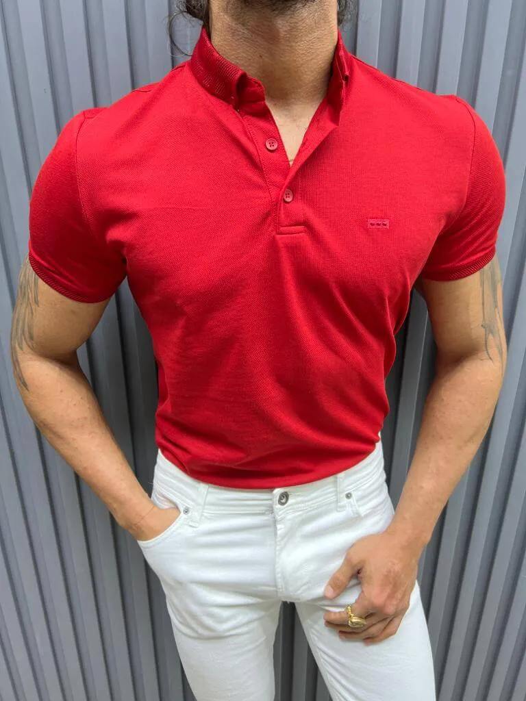 Red Polo Neck T-shirt