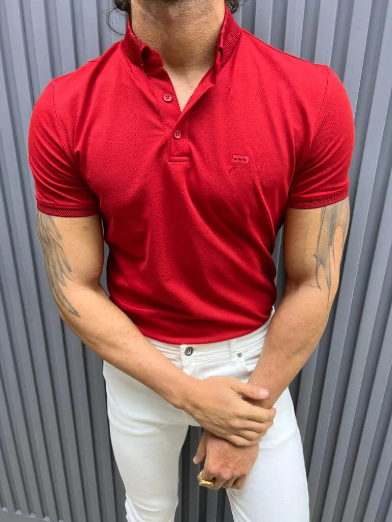 Red Polo Neck T-shirt