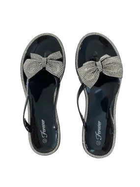 Rhinestone Bow Jelly Sandals