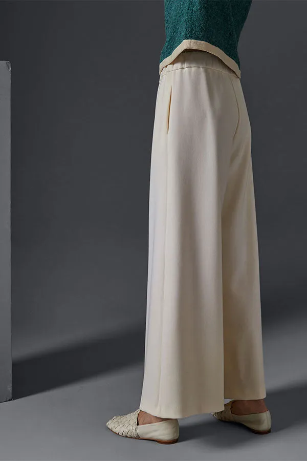 Rodier WHITE ELASTICATED WIDE TROUSERS